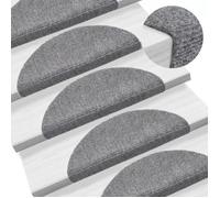 vidaXL Tapis d'escalier 15 pièces auto-adhésifs Gris clair 56 x 17 x 3 cm