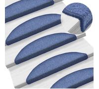 vidaXL Tapis d'escalier 15 pièces 56 x 17 x 3 cm Bleu demi-rond