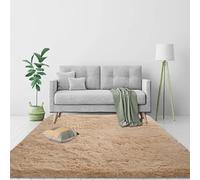 Tapis Descente de Lit Chambre Adulte 45 x 180 cm, Soft à Poils Longs Moelleux, Antidérapant, Intérieur Moderne Décoration, pour Salon Moquette Tapis Poils Courts, Beige