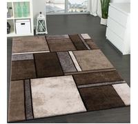 Tapis Design à Carreaux Contour Trendy Tape l'Oeil Gris Marron Beige [160x230 cm]