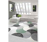 Tapis Design et Moderne à Poil Court avec Motif de Gouttes Gris Vert Beige Größe 80x150 cm