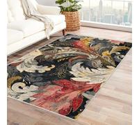 Tapis Design Ondulé Abstrait Moderne Motif De Fleurs Pour Aire De Jeux, Zone Pour Animaux De Compagnie, Chenil, Résistant Aux Rayures, Lavable, Surface Douce, Matériau Sûr (Noir)cm,Noir,60 X 90 Cm