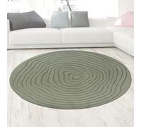 Tapis design rond vert vagues en relief modernes et faciles à entretenir