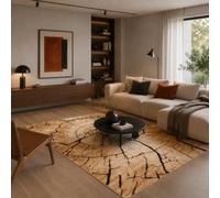 Tapis Design Samba Nature Beige Marron | Moderne Abstrait | Velours