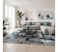 Tapis Design Samba Turquoise Urban | Moderne Abstrait | Velours Doux