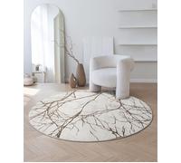 the carpet Mila Tapis moderne pour salon, élégant et brillant, à poils courts, crème avec motif flash doré, 200 x 300 cm, rond