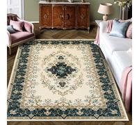 Tapis Design Vintage pour Salon, Collection Florale Lavable, Tapis Traditionnel pour Chambre, Motif Imprimé Élégant à Poils Courts, Antidérapant pour Bureau, Cuisine ou Décoration Intérieure, Vert, 72