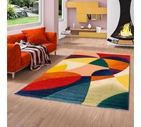 Tapis Designer Maui Moderne Jaune Rouge - Tapis Moderne avec découpe en Contour et Motif Tendance - Parfait pour Le Salon, la Salle à Manger