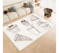 Tapis Desserts 120x180 cm Imitation Cachemire Tapis Chambre Nourriture Café 3D Imprimé Motif Haute Résistance Lavable en Machine Parfait pour Salons Chambres d'Hôtes de Luxe et Espaces de Réception
