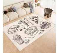 Tapis Desserts 160x230 cm Cachemire Grand Tapis Salon Nourriture Café 3D Motif Résistant aux Taches Nettoyage Facile à l'Aspirateur Machine Descente de lit Chambre Adulte pour Salon Salle à Manger