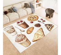 Tapis Desserts 80x120 cm Imitation Cachemire Tapis Chambre Nourriture Café 3D Imprimé Motif Haute Résistance Lavable en Machine Parfait pour Salons Chambres d'Hôtes de Luxe et Espaces de Réception
