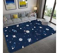 Tapis Dessin Animé Espace Univers Planète Enfants Tapis de Jeu Garçons Fille Chambre Tapis de Chevet Tapis de Sol Fusée Vaisseau Spatial Astronaute Jouer Ramper Grand Tapis (Couleur 2,100x150 cm)