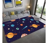Tapis Dessin Animé Espace Univers Planète Pour Enfants - Jeu Garçons Fille Chambre Chevet Sol Fusée Vaisseau Spatial Astronaute Jouer Ramper Grand (Couleur 1, 80x120 cm)