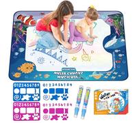Tapis Dessin Eau Bebe, 80 x 60 cm Tapis Dessin Enfant avec Jeu D'outils de Peinture, Aqua Magic Doodle Painting Mat, Tapis de Griffonnage Réutilisable, Cadeau Enfant 1 2 3 4 Ans