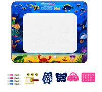 Tapis Dessin Eau Enfant 100x80cm Tapis Dessin Eau Enfant 100x80cm(sea) | Inclus 4 stylos eau, rouleaux tampons, 4 pochoirs formes, développe la motricité fine