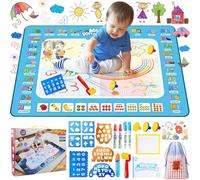 Tapis Dessin Enfant,Tapis Dessin Eau,Tapis de Dessin,100 x 80 cm Tapis de Griffonnage Réutilisable,avec Jeu D'outils de Peinture,Cadeau Fille Garcon,Educatif Jeux 1 2 3 4 5 Ans