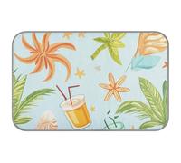 Tapis d'été auto-rafraîchissant pour chat Motif cocotier et étoile de mer 96,5 x 58,4 cm Pour animaux de compagnie en plein air Tapette douce rafraîchissante pour mascotas M