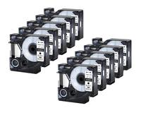 Tapis d'étiquette de 12 mm noir sur blanc 10pcs compatible avec les étiquettes de bande standard 45013 D1 Compatible avec les imprimantes DUO PL150 Fonctionne avec des fabricants d'étiquettes 3M