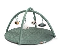 Done by Deer Tapis d’éveil Tiny Farm avec arches - Jouets sensoriels (hochet, clochette, papier bruissant & miroir) ajustables et détachables - Motifs verts contrastés - 0+ mois