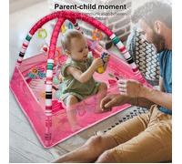 Tapis d'éveil avec 18 boules de l'océan, QUIIENCLEE, rose, tapis d'éveil carré, 0-3 ans, tablette d'exercice fermée