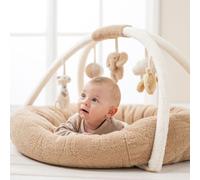 Nattou Tapis d'éveil Teddy – Arche de jeu et activités, polyester, env. 90 cm – Blanc/brun clair
