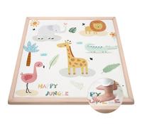 Tapis D'éveil Bébé 127x127x3cm, Tapis de Jeux avec Mousse Mémoire de Haute Qualité, Fond Antidérapant, Tapis de sol bebe pour Enfant Chambre - Animaux de La Jungle