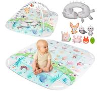 Tapis d'éveil bébé 2en1 LIONELO Anika - Parc pour enfants - 112 x 116 cm - Lavable - Jouets interactifs - Gris