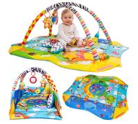 Tapis d'éveil bébé 2en1 LIONELO Anika - Parc pour enfants - 98x114 cm - Lavable - Jouets interactifs - Multicolore