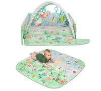 Tapis d'éveil bébé 2en1 LIONELO Inga - Parc pour enfants - 113 x 115 cm - Lavable - Jouets interactifs - Vert