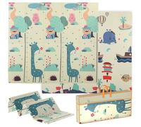 Tapis d'éveil bébé - AIYAPLAY - pliable épais réversible en mousse - antidérapant - motif animalier - 196 x 176 x 1,5 cm multicolore