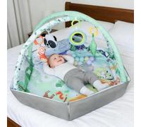 Tapis d'éveil Bébé avec Arche Amovible,Tapis Musical D’Éveil pour Bébé 4 en 1, arche de jeu,5 jouets d'activité amovibles, dès la naissance 110 x 110 x 43 cm (Hexagonal, Couleurs Mixtes)