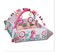 Tapis d'Eveil bébé évolutif 5 en1, Tapis de jeu bébé Rose avec 30 balles incluses, 12 musique et 20 minutes de musique et lumières
