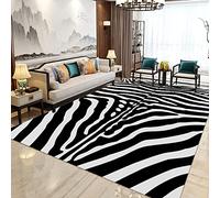 Tapis d'eveil Bebe Moderne Abstrait Noir Blanc zèbre Stripe Design Tapis pour Chambre Decoration Chambre ado Fille Moderne 200x350cm