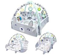 Tapis d'éveil bébé multifonctionnel avec arche - Tapis d'éveil bébé évolutif - Tapis de jeux avec 30 balles + 5 jouets, coussin de positionnement bébé