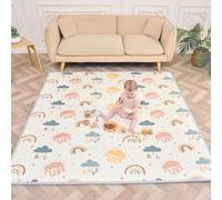 Tapis D'éveil Bébé Pliable Epais Réversible 150x180x1cm - Tapis De Jeu pour Enfant Bebe - Tapis De Sol XXL en Mousse - Tapis De Motricité Favorisant Le Développement Sensoriel - Cadeau Naissance Bébé