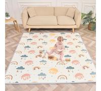 Tapis D'éveil Bébé Pliable Epais Réversible 180x200x1.5cm - Tapis De Jeu, Tapis De Sol XXL En Mousse - Tapis De Motricité Favorisant Le Développement Sensoriel - Cadeau Naissance Bébé