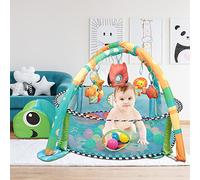 Tapis d'éveil Bébé, Tapis de Jeu pour Bébé avec Musique et Lumières, avec 30 Boules Océaniques, Arches de Jeu et Jouets, Tapis Musical d’Éveil pour Bébé Fitness Piano pour Nouveau-né (Tortue Verte)