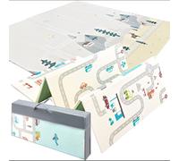 Mamabrum Tapis d'éveil bébé XXL 180×200 cm 1 cm mousse double face pliant antidérapant