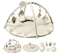Tapis d'éveil Bébé, Thème Naturel, Arche amovible, Tapis de Jeux avec 5 Jouets d'activité et un coussin, Cadeau pour nouveau(Vert)