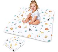 Tapis D'eveil Chambre Bebe - Matelas De Sol Enfant Pour Eveil Jeux Au De Parc Tapis En Coton Et Epais Pour Bébé Et Enfants 100 Cm Certificat Oeko-Tex Safari