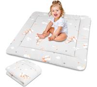 Tapis D'eveil Chambre Bebe - Matelas De Sol Enfant Pour Eveil Jeux Au De Parc Tapis En Coton Et Epais Pour Bébé Et Enfants 100 Cm Certificat Oeko-Tex Safari