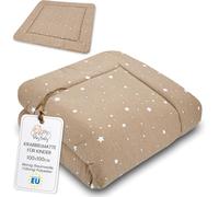 Tapis D'eveil Chambre Bebe - Matelas De Sol Enfant Pour Eveil Jeux Au De Parc Tapis En Coton Et Epais Pour Bébé Et Enfants 100 Cm Certificat Oeko-Tex Safari