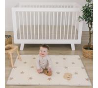 Tapis D'eveil De Jeu/De Sol Pour Enfant Bebe Xxl En Mousse Epais Pliable Reversible - Tapis D'éveil De Motricité Favorisant Le Développement Sensoriel Cadeau Bébé (120x90 Cm, Beige)