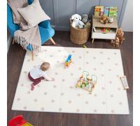 Tapis D'eveil De Jeu/De Sol Pour Enfant Bebe Xxl En Mousse Epais Pliable Reversible - Tapis D'éveil De Motricité Favorisant Le Développement Sensoriel Cadeau Bébé (120x90 Cm, Beige)