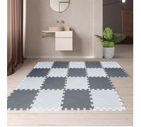 Tapis d'éveil en mousse de sécurité HOMEWELL - Pièce unique 30x30 - Blanc et gris foncé