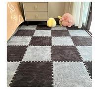 Tapis D'éveil en Peluche Carreaux De Sol Emboîtables en Mousse EVA Tapis Antidérapant pour Aire De Jeux pour Enfants Cage pour Animal Domestique Décoration D'intérieur(Gray+Black,15 pcs)