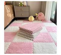 Tapis D'éveil en Peluche Carreaux De Sol Emboîtables en Mousse EVA Tapis Antidérapant pour Aire De Jeux pour Enfants Cage pour Animal Domestique Décoration D'intérieur(Pink+White,40pcs)