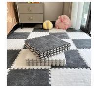 Tapis D'éveil en Peluche Carreaux De Sol Emboîtables en Mousse EVA Tapis Antidérapant pour Aire De Jeux pour Enfants Cage pour Animal Domestique Décoration D'intérieur(White+Gray,8 pcs)