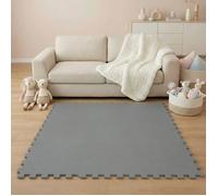 Tapis d'eveil Eva modele puzzle en mousse - 30 x 30 x 1 cm - Gris - Lot de 18 pieces