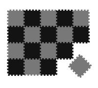 Tapis d'eveil Eva modele puzzle en mousse - 30 x 30 x 1 cm - Noir Gris - Lot de 18 pieces